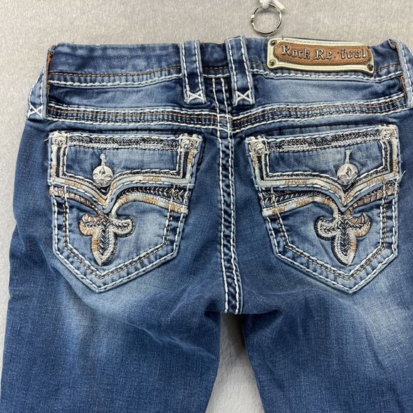 ROCK REVIVAL Yui Womens Skinny Jeans Tag Size 26 Low Rise Dark Wash - Picture 7 of 16